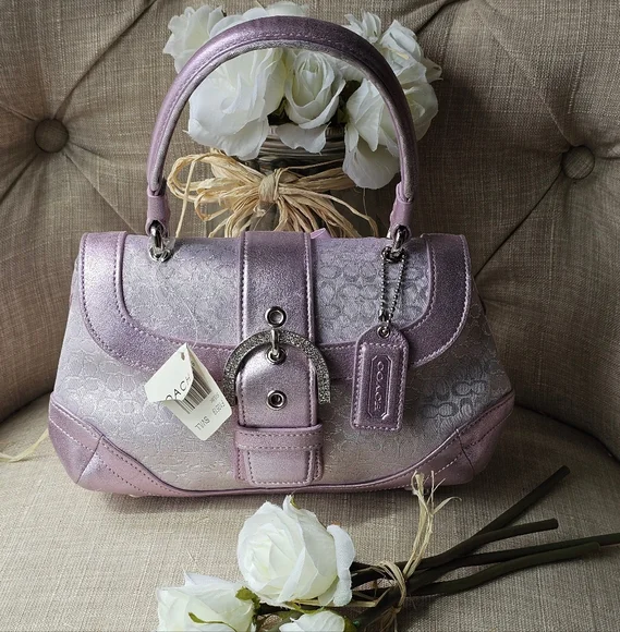 Sold- Vintage Coach Signature Lurex & Swarovski Crystal Top-Handle Bag / Purse - Picture 6 of 15